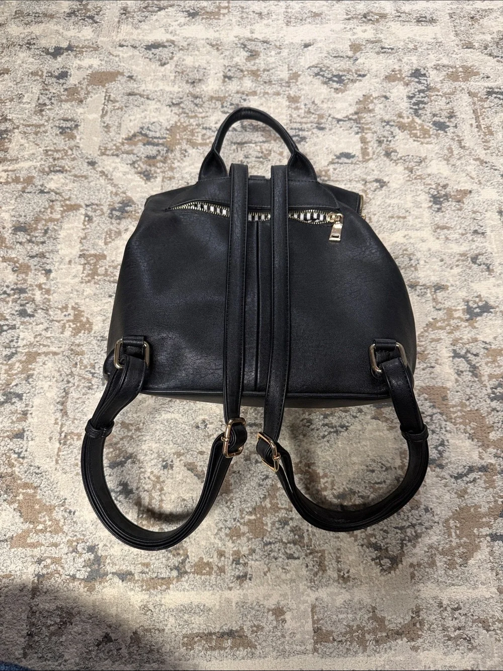 Black Leatherette Women’s Backpack Purse